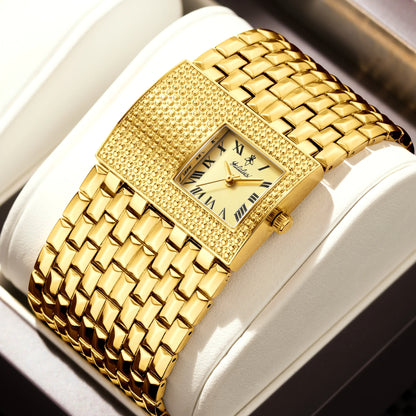 YaLaLuSi Women's Quartz Watch Sculpted Gold Color Elegant Gorgeous Style With Box Watch Remover 2024 Hot New Ion Plating