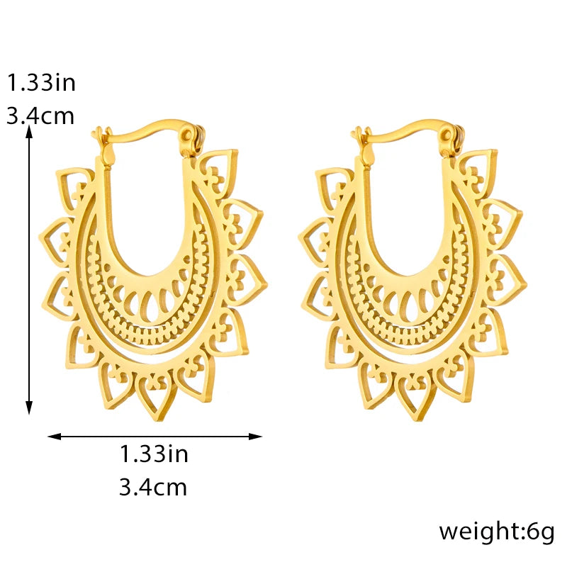 DIEYURO 316L Stainless Steel Snake Flower Round Drop Earrings For Women Fashion 2-Color Ear Jewelry Holiday