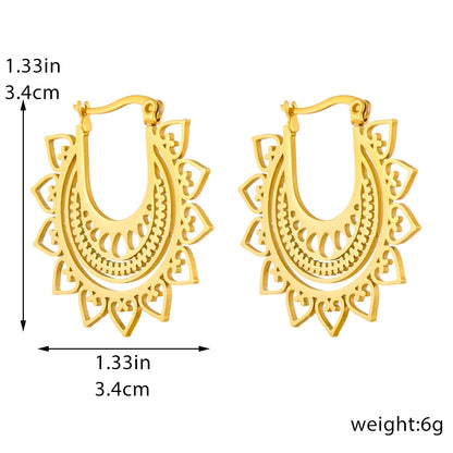 DIEYURO 316L Stainless Steel Snake Flower Round Drop Earrings For Women Fashion 2-Color Ear Jewelry Holiday