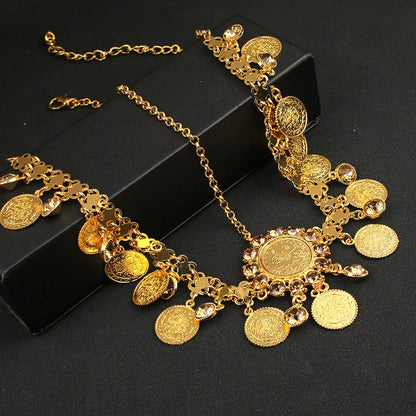 Coin Pendant Head Chain Turkish Coin Coin Gold Plated Pendant Women Hair Jewelry for Wedding