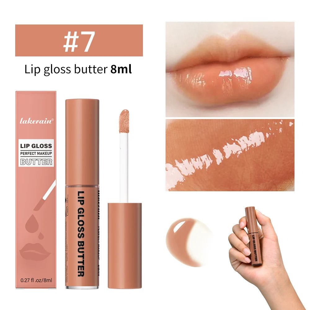 Butter Non-stick Cup Gloss Lip Gloss Moisturizing Mirror Lip Gloss Lasting Color Lip glaze Dye Lip Liquid Makeup For Women 8ml
