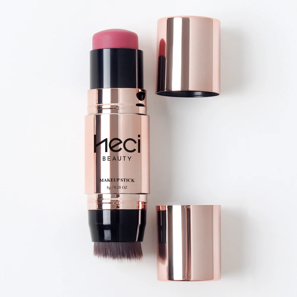 Dou-Head Cream Blush stick sunset Rose gold Long-Lasting Matte Velvet Moisture Silky Smooth Blush Balm With Brush Nature Skin