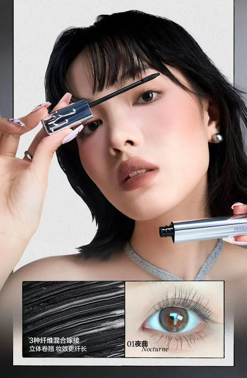 INSBAHA Mascara Eyeblack Three-dimensional Curly Slender Natural Waterproof Sweat Resistant Long-lasting Plump And Dense