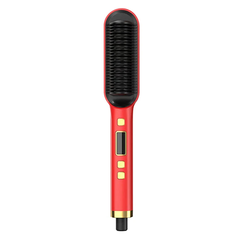 2-In-1 Electric Professional Negative Ion Straight Hair Brush Curling Comb With Lcd Display Curling Tool Straight Hair Brush