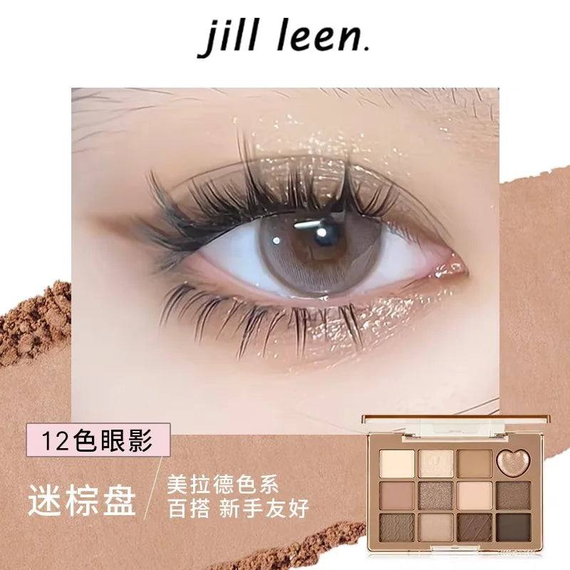 JILL LEEN Flower Butterfly Twelve-Color Eyeshadow Palette Matte Milk Tea Earth Makeup