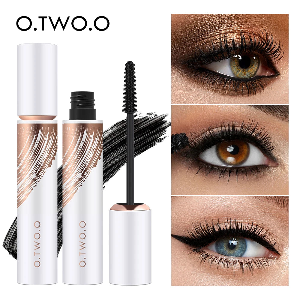 O.TWO.O Black Mascara Lengthens Eyelashes Waterproof Long-lasting 4D Silk Fiber Mascara Lashes Makeup