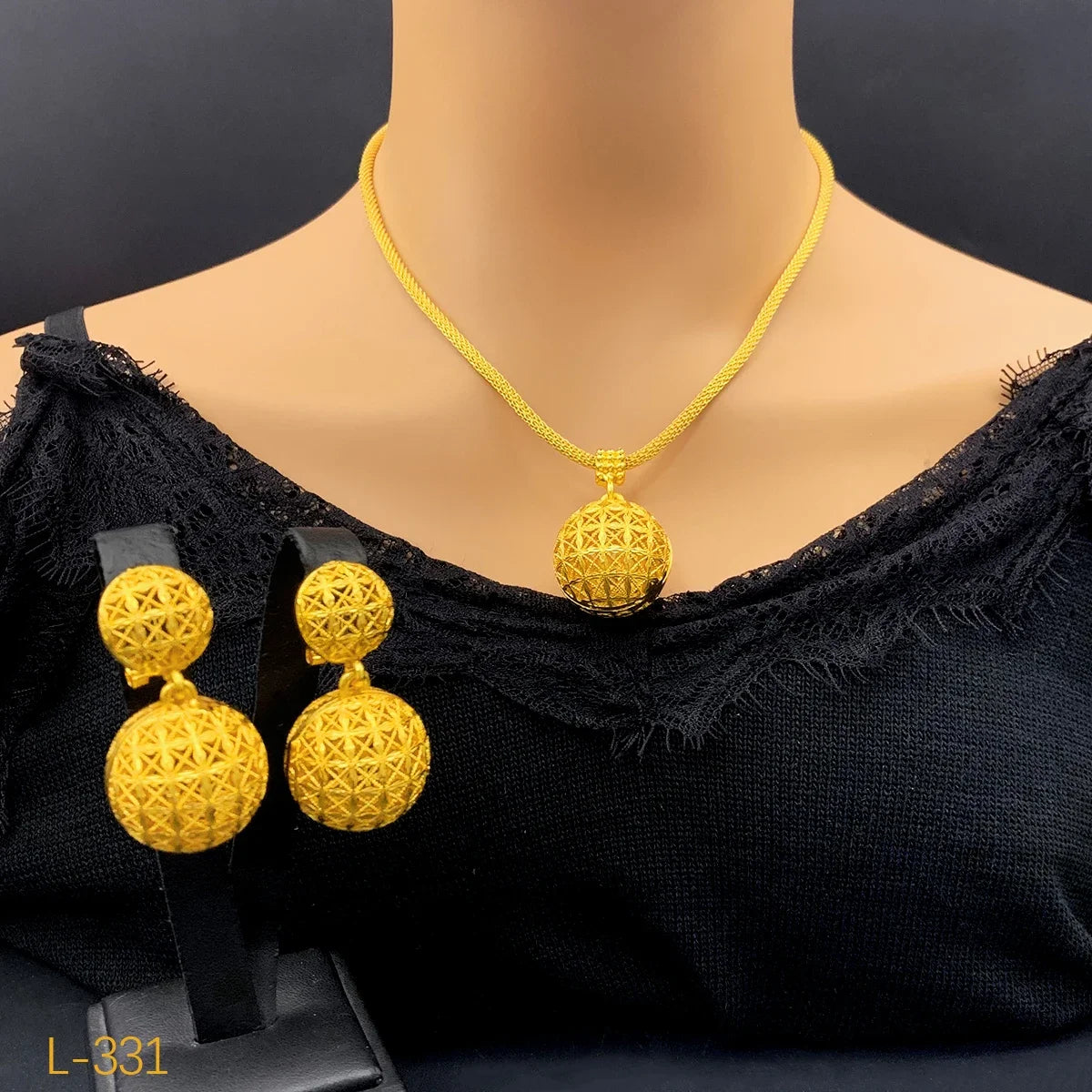 Dubai Ball 24k Gold Plated Jewelry Sets for Women Indian Bridal Costume Necklace Earrings Sets Wedding Party Gifts