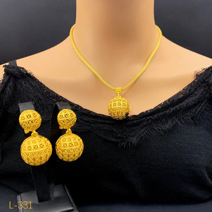 Dubai Ball 24k Gold Plated Jewelry Sets for Women Indian Bridal Costume Necklace Earrings Sets Wedding Party Gifts