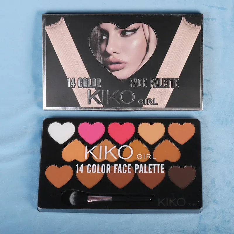 MICOLOR with Brush 14 Colors Contour Color Palette Makeups Pressed Powder Tray Trimming Highlight Shadow Concealer Brighten