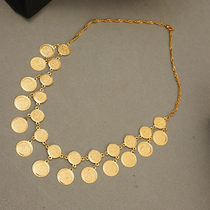 Turkish Totem Coin Necklace Chain Gold Plated Women Necklace Arabic Wedding Jewelry Ethnic Chains Necklaces