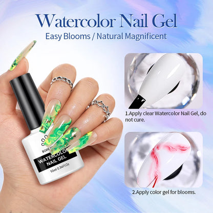 BORN PRETTY 10ml Watercolor Nail Gel Clear Transparent Gradient Flower Effect Semi Permanent Soak Off UV LED Gel Nail Polish