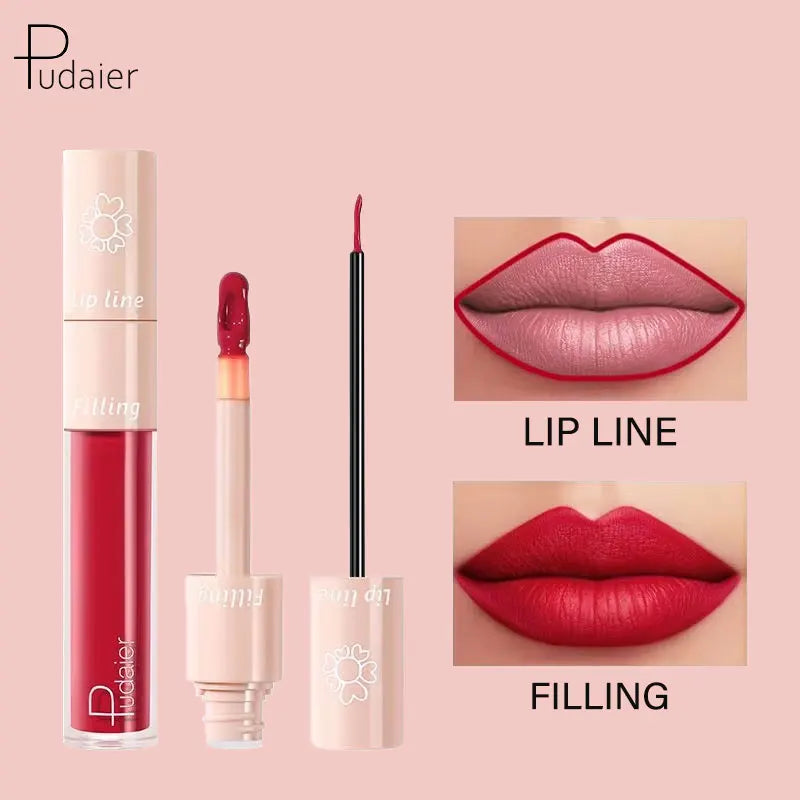 Pudaier Double-Ended Liquid Matte Lipstick Delicate Smooth Lip Line Lip Gloss Moisturizing Lip Cosmetic Makeup