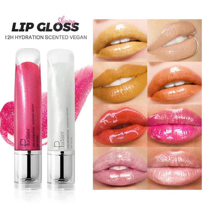 Pudaier Mirror Water Lip Gloss Waterproof Moisturizing Translucent Glitter Liquid Lipstick Shimmer Plumping Lip Makeup Cosmetic