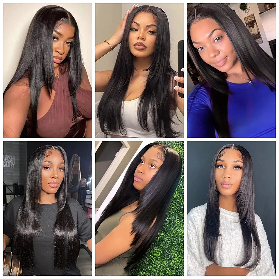 Brazilian Remy Layered Wig Human Hair 16-24 Inches Lace Layered Cut Straight Wig  For Women 4x4 13x4 Lace Front Human Hair Wig