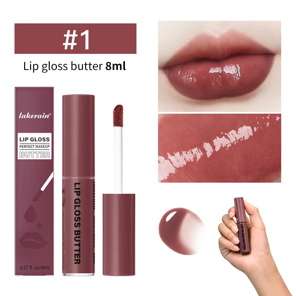 Butter Non-stick Cup Gloss Lip Gloss Moisturizing Mirror Lip Gloss Lasting Color Lip glaze Dye Lip Liquid Makeup For Women 8ml