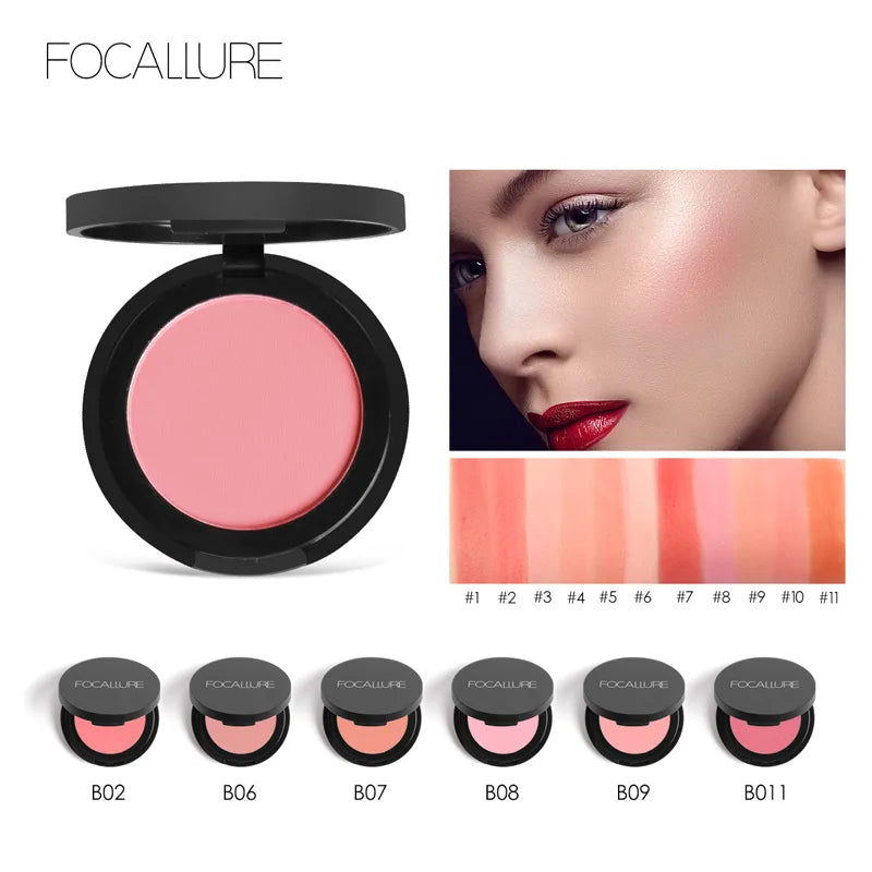 FOCALLURE Blush Palette Makeup Nude Matte Blusher Bronzer Powder Palette Shimmer Face Blusher Palette Makeup Cosmetics