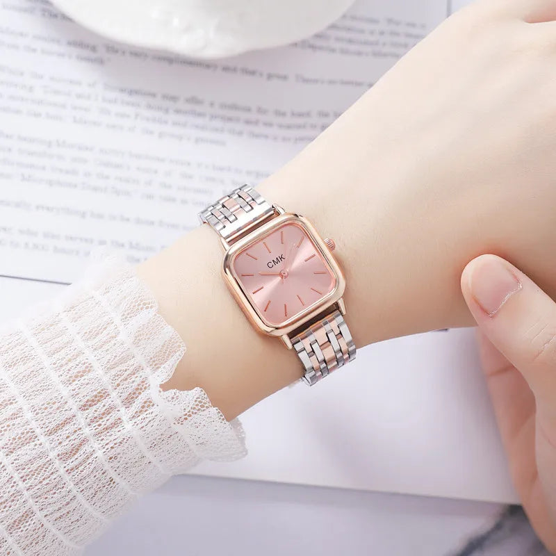 Casual Women Quartz Watch Classic Alloy Strap Wristwatch Square Ladies Watches Simple Clock