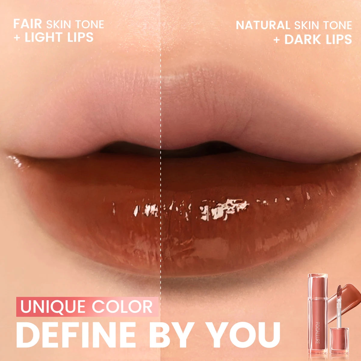 FOCALLURE  Jelly Mirror Liquid Lipstick Non-stick Cup Moisturizing Lip Gloss Long Lasting  Water Glossy Lip Tint Makeup