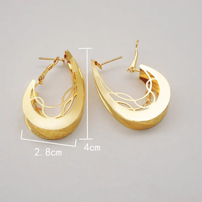 Fashion Dubai Jewelry Sets Gold Color Pendant Copper Classic Earrings Necklace For Women Daily Wear Party Anniversary Gifts