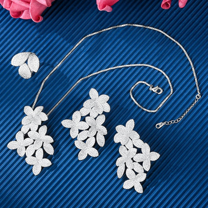 GODKI  Fashion Luxury Flower Jewelry Sets For Women Wedding & Party Full Zircon Dubai Bridal Necklace Earring