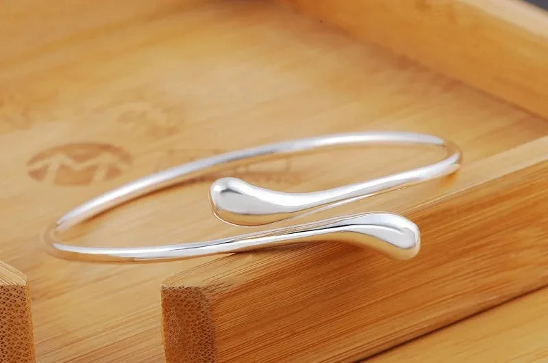 Charm 925 Sterling Silver Bracelets for Women fine Water droplets bangles lady Fashion Wedding Party Christmas Jewelry