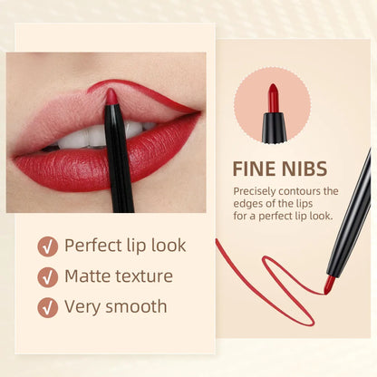 QIBEST 12Pcs/Set Waterproof Pen Matte Lip Liner Set  Long Lasting Makeup