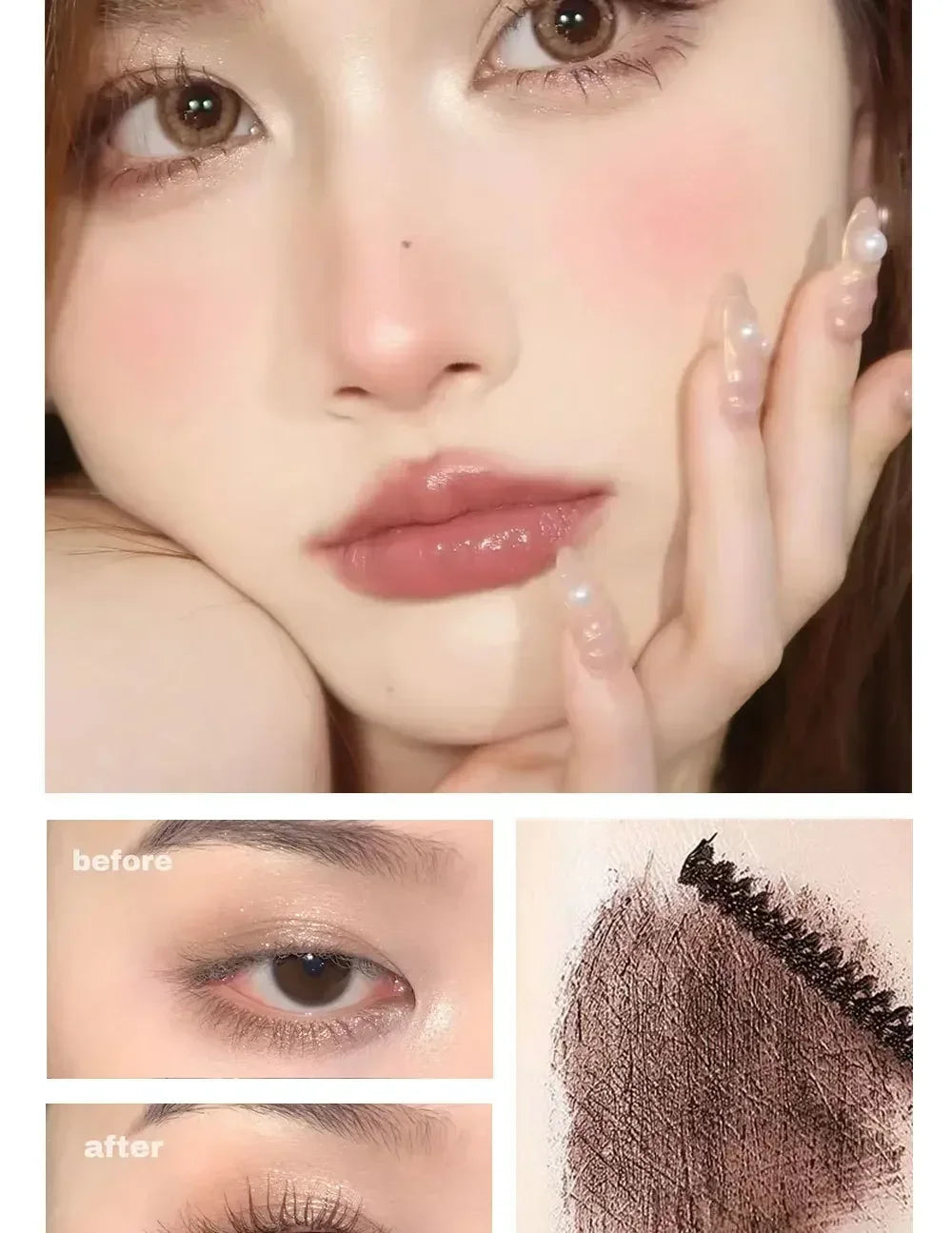 Ultra-fine Mascara Curl Thick Lengthening Eyelash Mascara Waterproof Non-smudge Brown Natural Curling Fine Brush Mascara Makeup