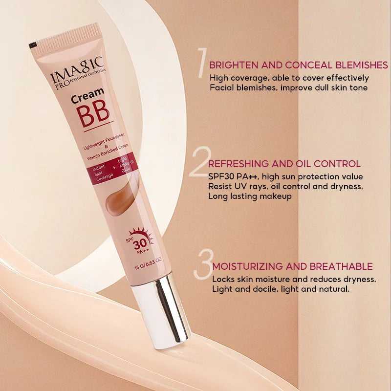 IMAGIC Lightweight Foundation BB Cream Sunscreen Smooth Coverage SPF30 PA++ Long Lasting Light Makeup Glow FA-142 15g