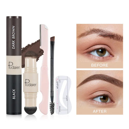 Pudaier Long Lasting Eyebrow Stamp Shadow Powder Stick Set Nude Makeup Waterproof Eye Brow Powder Tinting Colorings Kit Make up