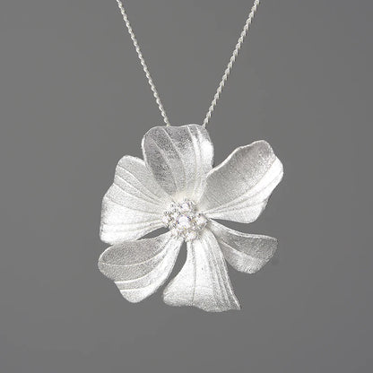 Lotus Fun 18K Gold Zircon Elegant Large Peony Flower Pendants and Necklaces for Women 925 Sterling Silver Chains Luxury Jewelry