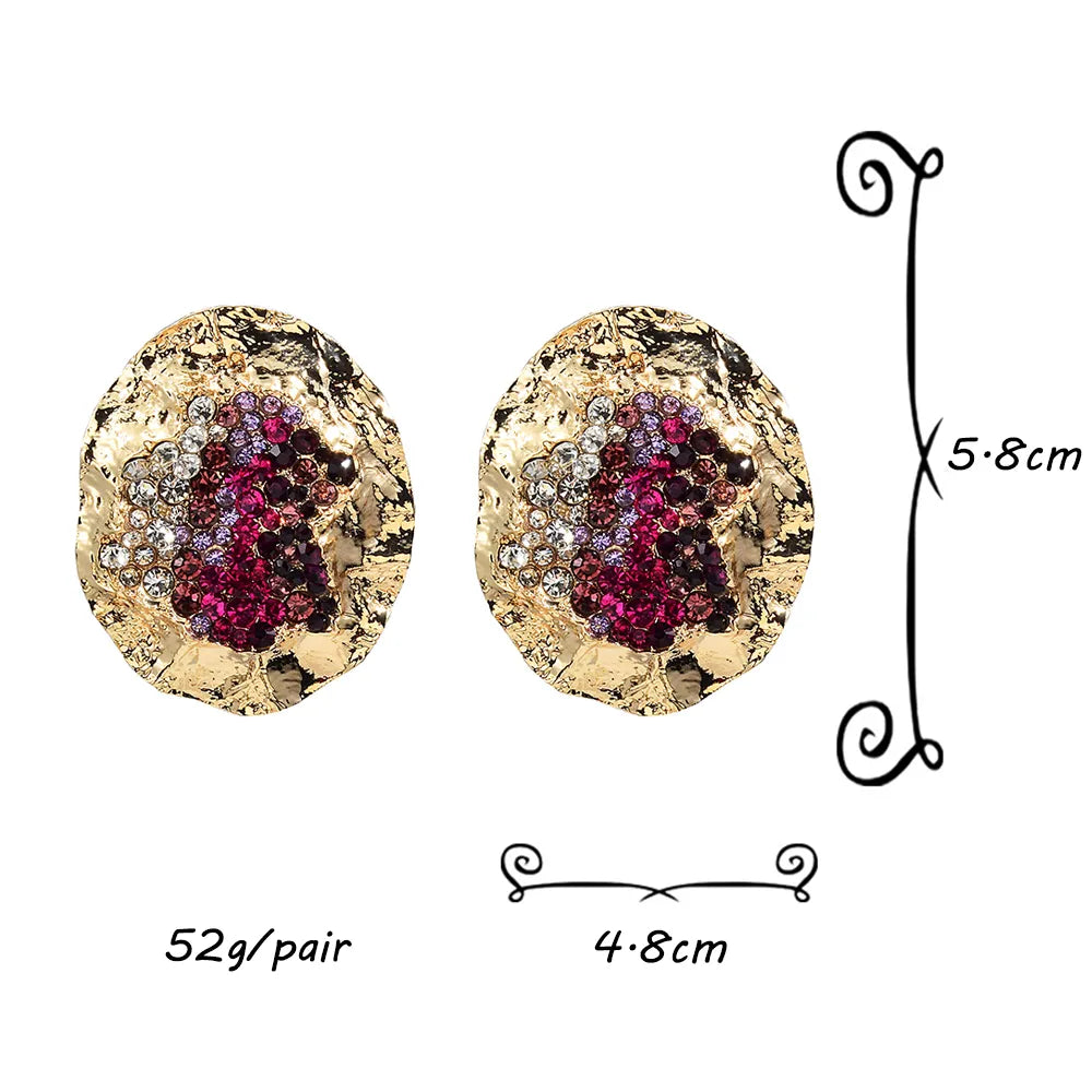 New Trendy Big Metal Earrings Punk Alloy Statement Crystal Earring Unique Design For Women Party Jewelry Accessories