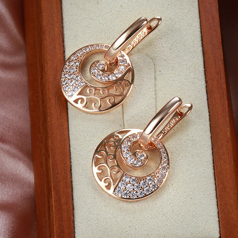 JULYDREAM Hollow Round Pendant Paved Zircon Separable Earrings Gold Color Women Luxury Jewelry