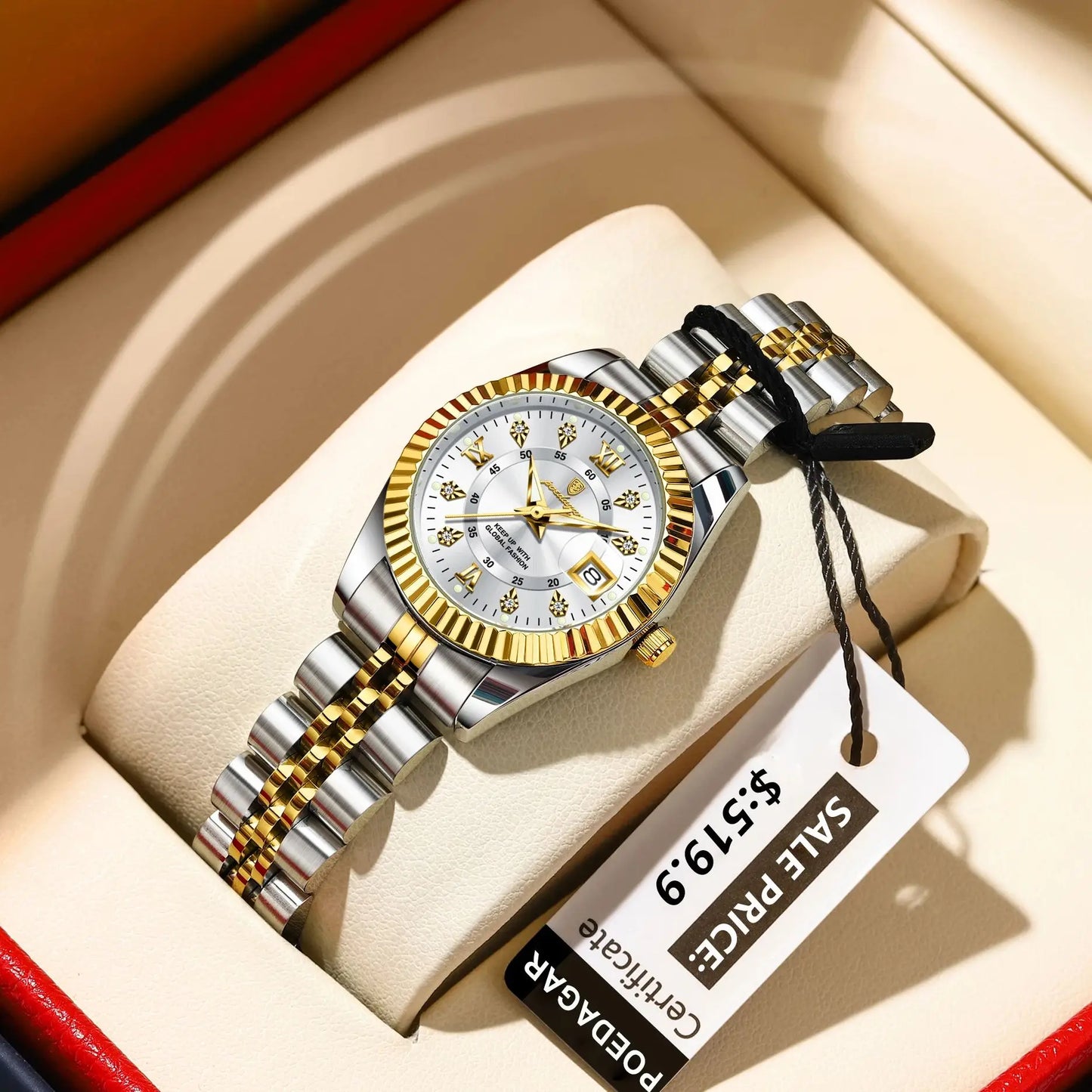 POEDAGAR Luxury Elegant Watch for Women Waterproof Luminous Date Ladies Watch Stainless Steel Quartz Women's Watches