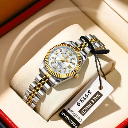 POEDAGAR Luxury Elegant Watch for Women Waterproof Luminous Date Ladies Watch Stainless Steel Quartz Women's Watches