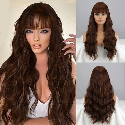 Long Curly Black Pink Blonde For Women Quality Natural Synthetic Wigs Cosplay Lolita