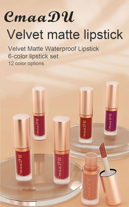 CmaaDu Velvet Matte Liquid Lipstick Waterproof Long Lasting Nonstick Cup Mate Nude Red Lip Stick Lint Tube Makeup Cosmetics Lips