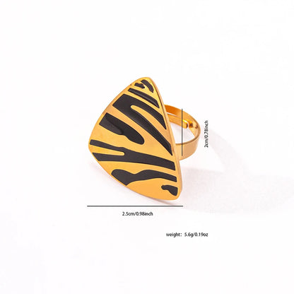 ANENJERY 316L Stainless Steel Tiger Stripe Necklace Earring Ring For Women Vintage New Trend Jewelry Set