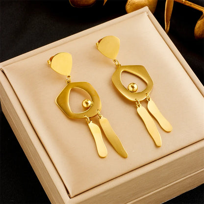 DIEYURO 316L Stainless Steel Heart Butterfly Leaf Drop Earrings For Women Girl Fashion Anti-rust Ear Jewelry
