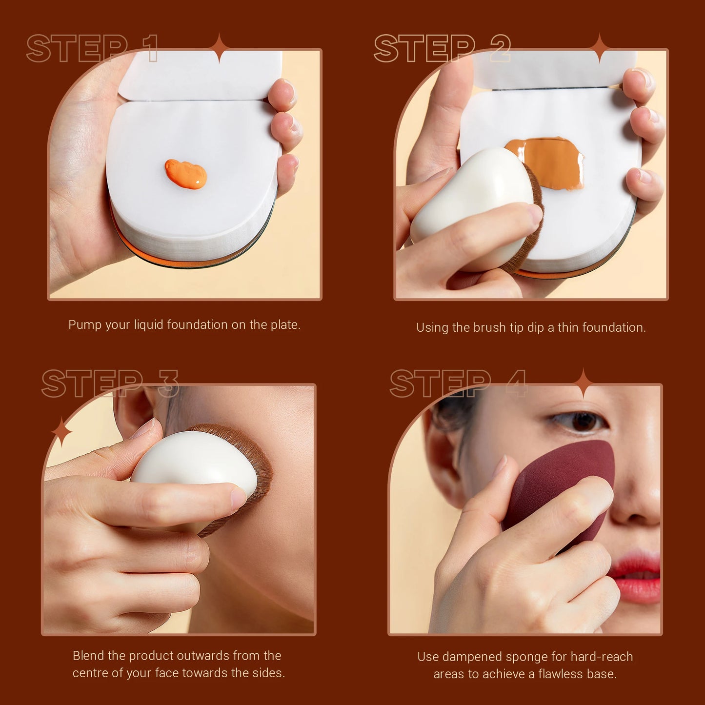 Jessup Makeup Brush Foundation Brush with Makeup Sponge,Contour Blush Concealer Highlight