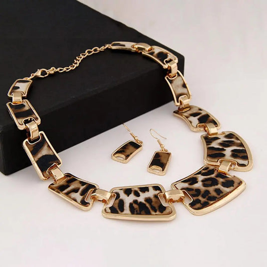 Hook Earrings 1 Set Statement Necklace Exaggerated Big Luxury Elegant Retro Leopard Women Kit Fashion Jewelry