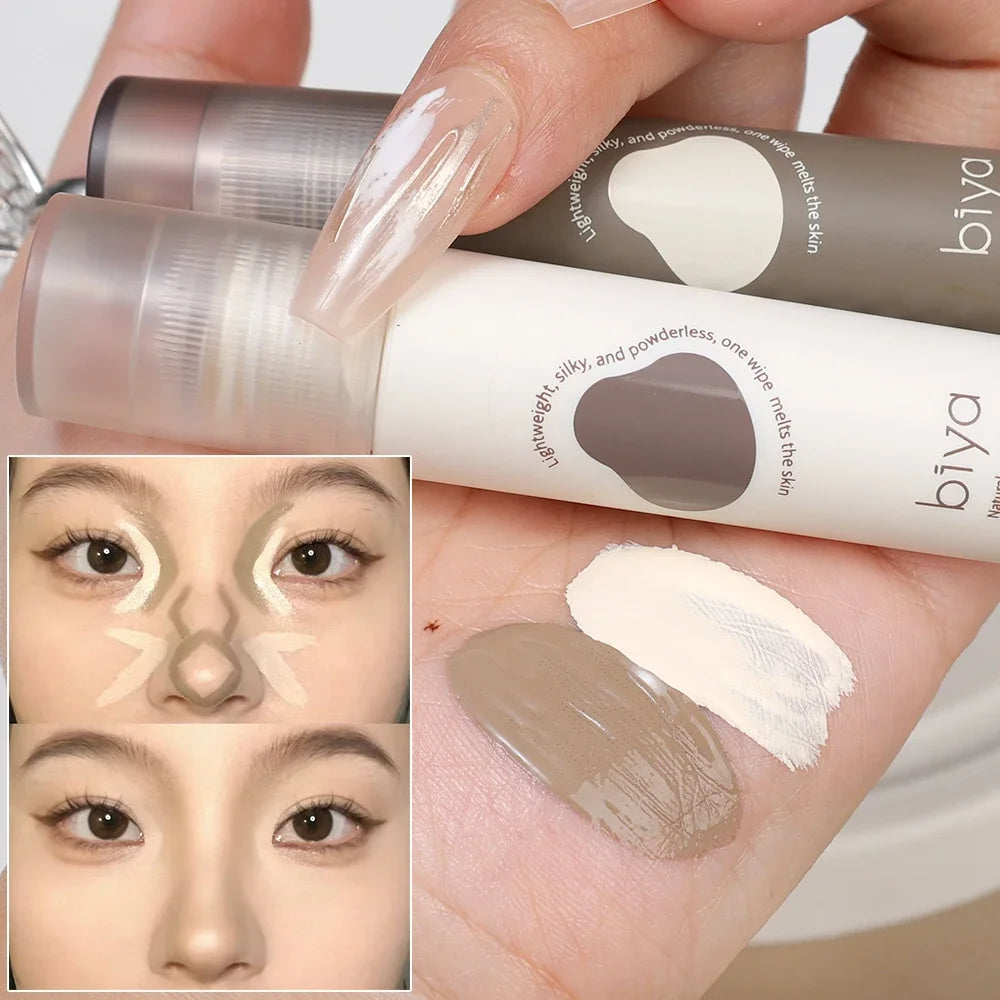 biya Lasting Brighten Face Concealer Contouring Liquid Makeup Natural Matte Contour Stick Cosmetics Grey Brown V-face Shaping Makeup