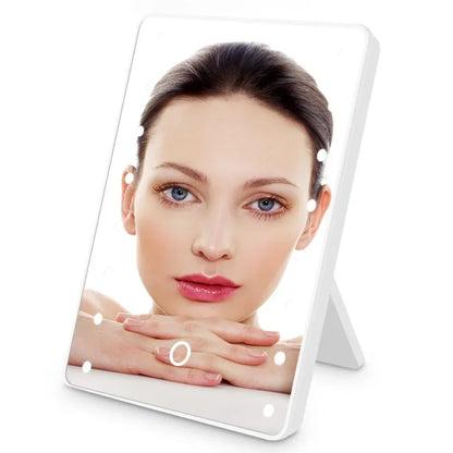 16 LEDs Makeup Mirror with LED Touch Adjustable Light Portable Desktop Tabletop Cosmetic Mirror Travel Home Dressing Table Tools