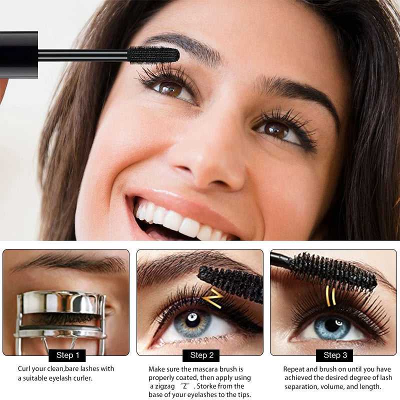 Mascara Eyelashes Lengthening Mascara 4D Silk Fiber Waterproof Curling Mascara Black Eyelashes Extension Make Up Cosmetics