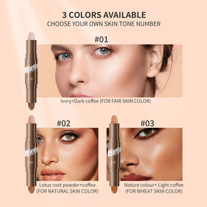 QIC Brown Tube Dual Ended Finishing Stick Concealer Shadow Face Contouring Concealer Stick