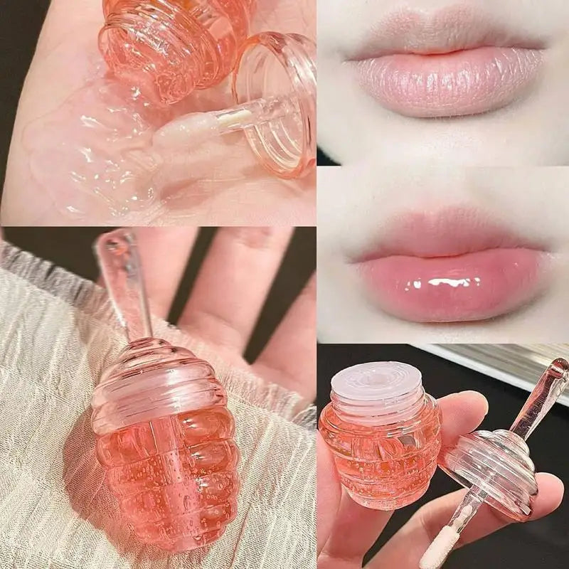 Lovely Honey Pot Lip Oil Lip Gloss Lip Balm Hydrating Lip Balm For Lip Care Moisturizing Clear Lip Oil Liquid Lipstick