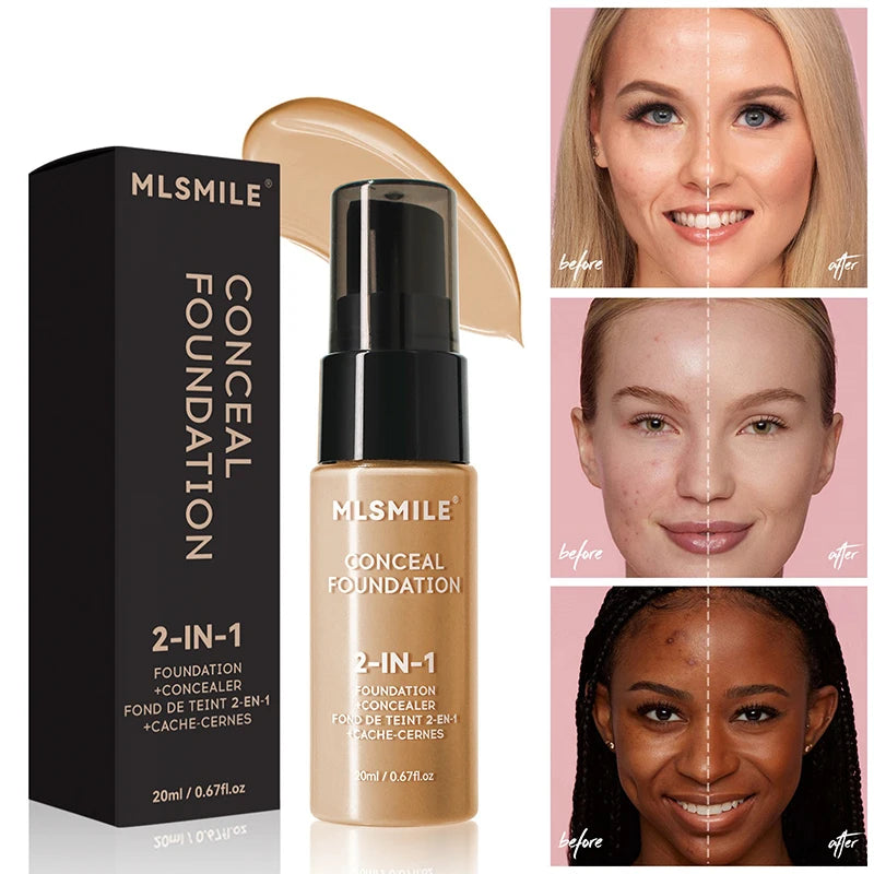 MLSMILE Face Foundation Cream Oil-control Matte BB Cream Lasting Concealer Liquid Waterproof Full Coverage Matte Base Professional Makeup