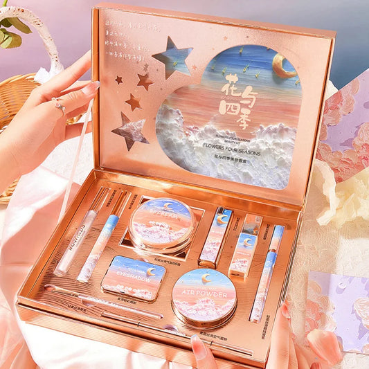 Flower and Four Seasons Makeup 10 PCs Set Box Cosmetics Full Set Beauty Gift Box holidays Gift Lipstick Kit