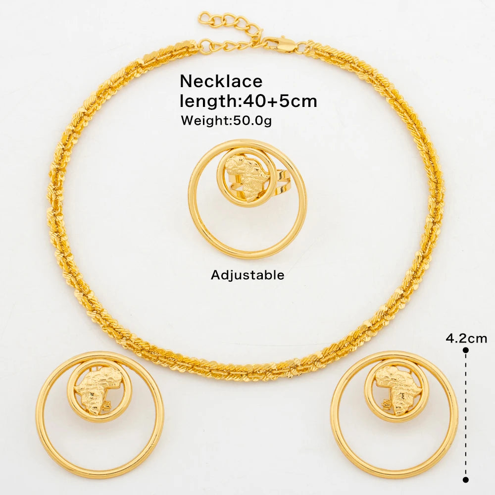 Luxury Handmade Clip Earrings Ring Design Chain Women 18K Gold Plated Necklace Drop Earrings For occasions