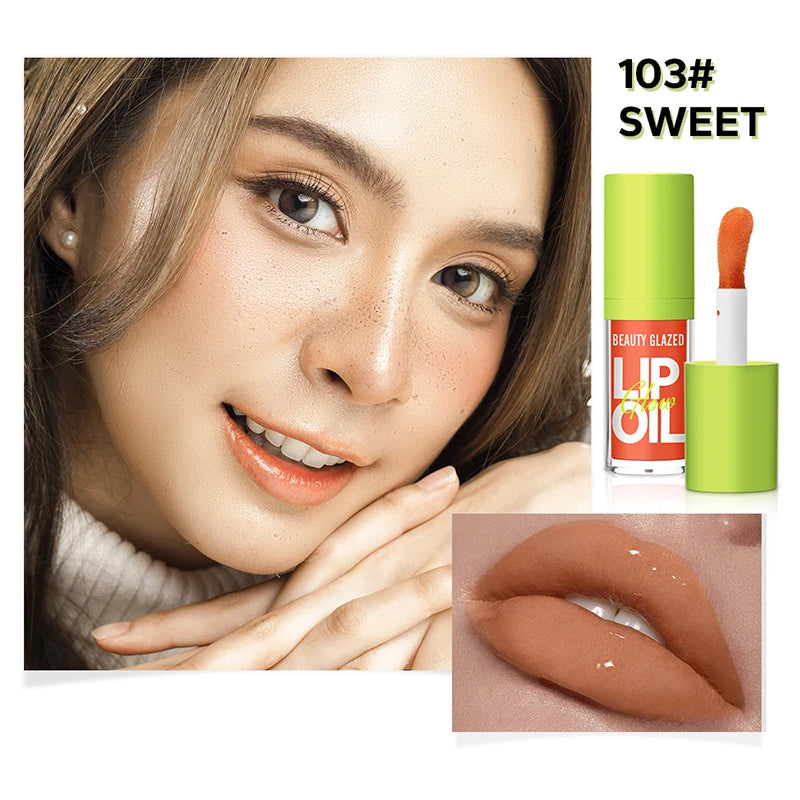 Hydrating Moisturizing Lip Oil Transparent Mirror Gloss Lip Plumper 24 Hours Natural Nourishing Non Drying Lipstick