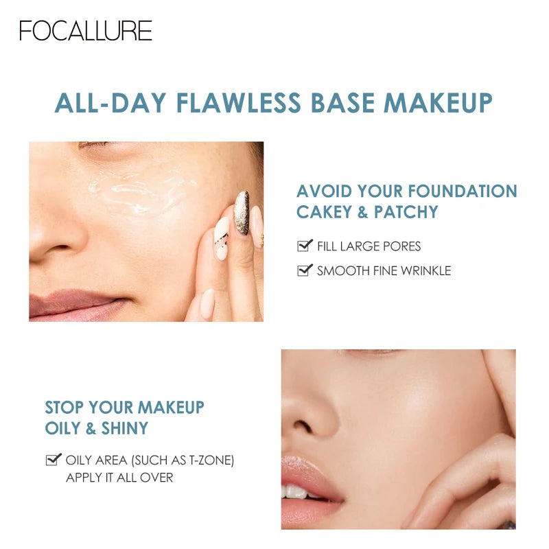 FOCALLURE Oil Control Face Primer Gel High Coverage Invisible Pore Blurring Smooth Foundation Base Makeup Cosmetics